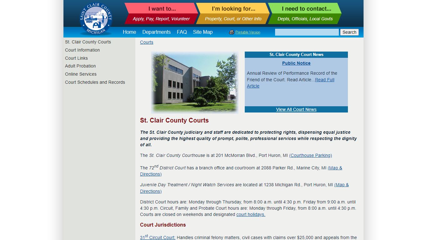 The Offices of St. Clair County - Courts