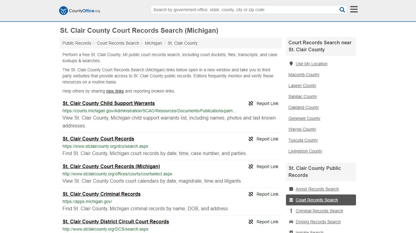 St. Clair County Court Records Search (Michigan) - County Office