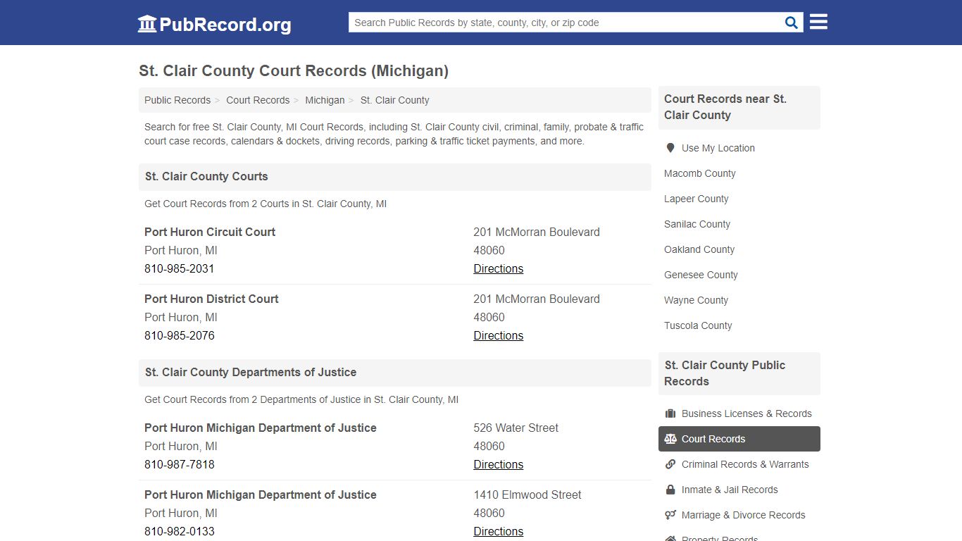 Free St. Clair County Court Records (Michigan Court Records)